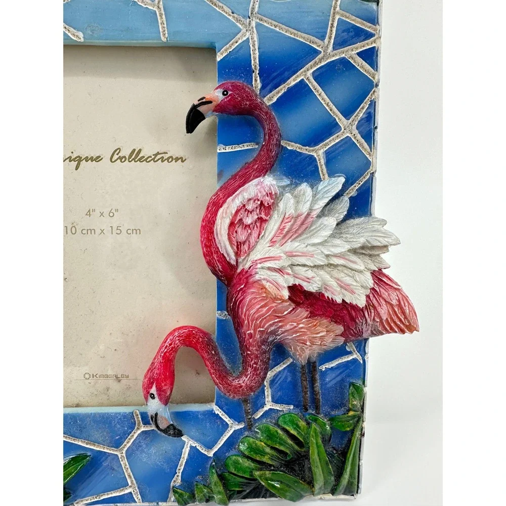 The Unique Collection Tropical Flamingo 3D Resin Mosaic Picture Frame 4x6 Beach